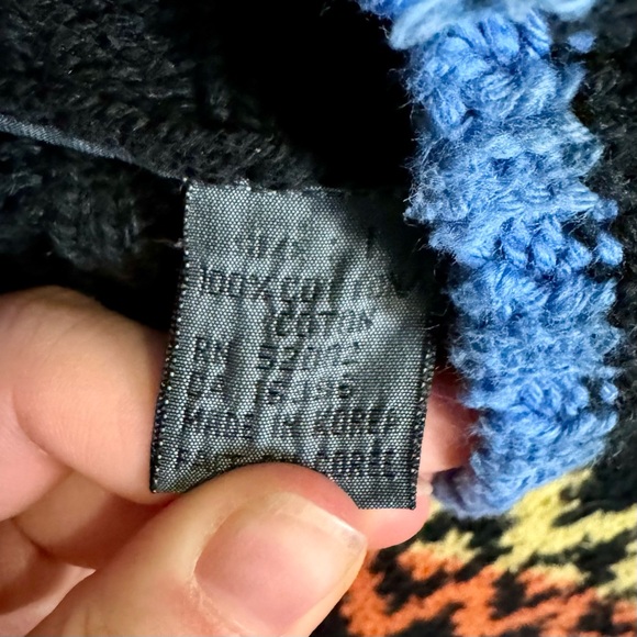 Vintage Black Liz Wear Chucky Cotton Turtleneck Sweater With Colorful Design - Picture 8 of 11